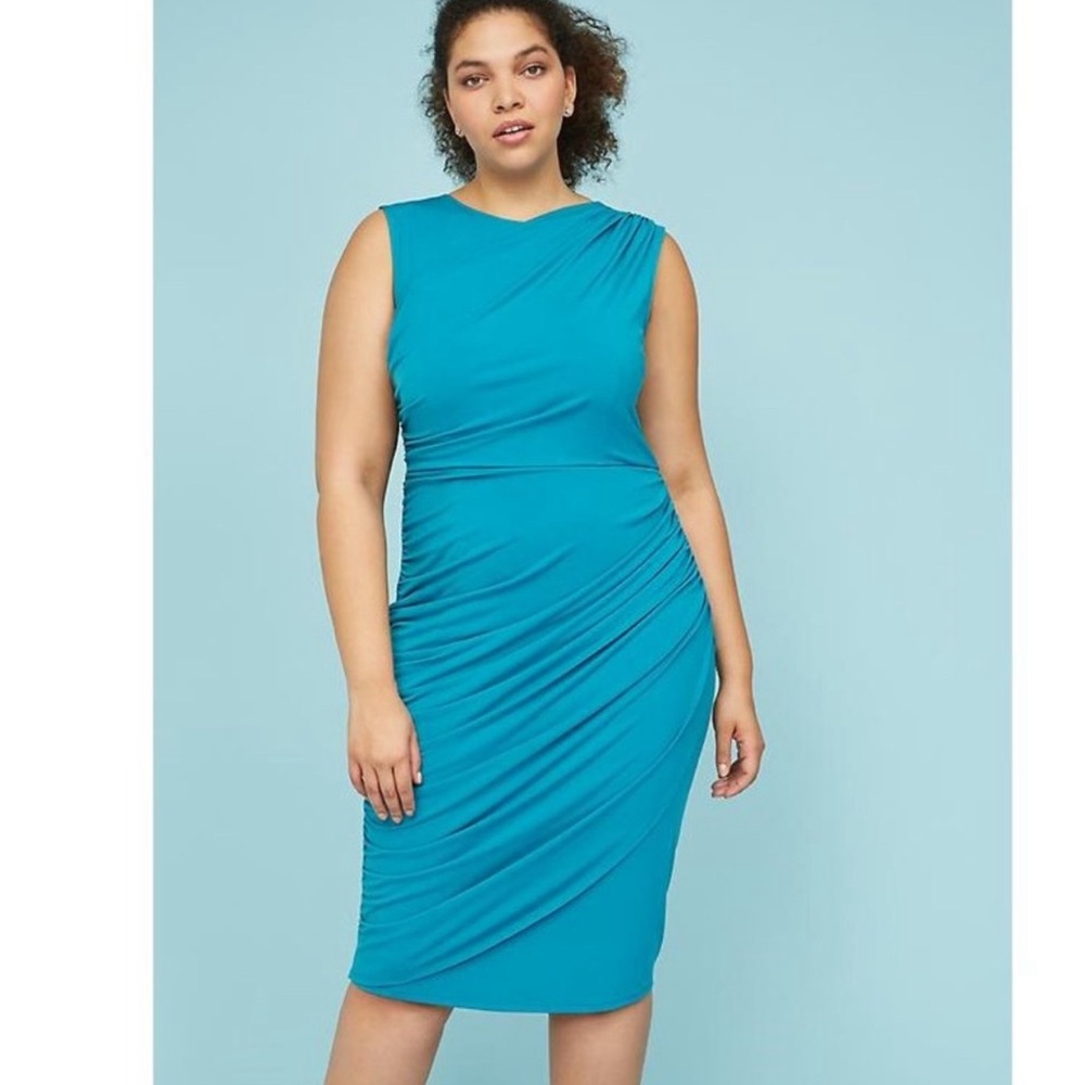 NEW WITH TAGS Lane Bryant teal runched dress size 18